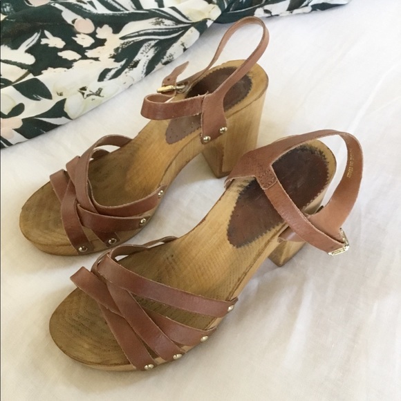 TOPSHOP block heel sandal cognac size 37 us size 7 - Picture 2 of 2